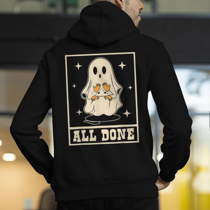 All Done Sign Language Ghost Speech Pathology Teacher Men's Hoodie Back Print, funny gift All Done Sign Language Ghost Speech Pathology Teacher Men's Hoodie Back Print, funny gift