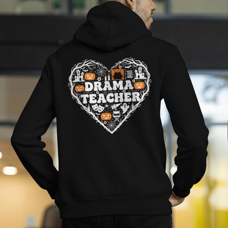Drama Teacher Heart Pumpkin Ghost Halloween Kids Men's Hoodie Back Print, funny gift