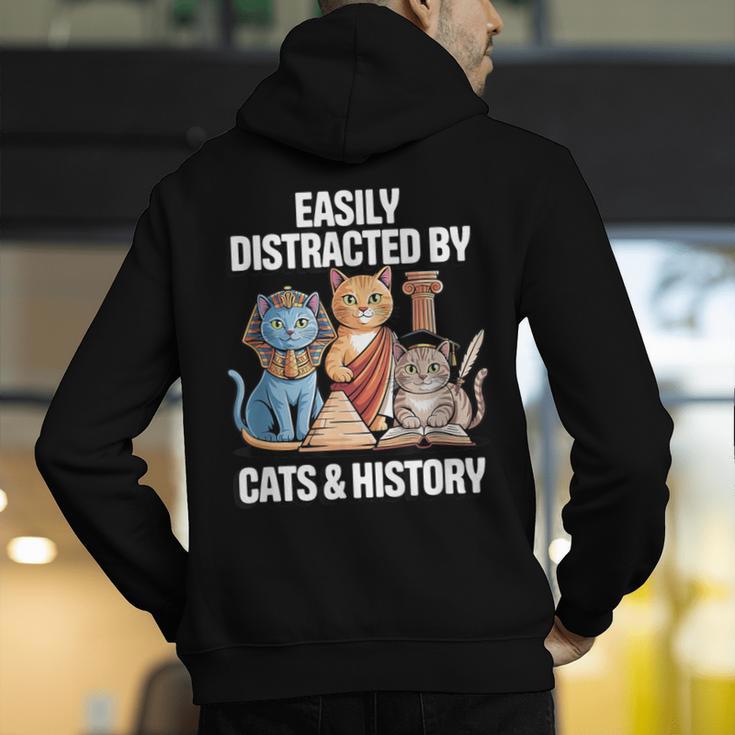 Easily Distracted By Cats & History Teacher Women Men Men's Hoodie Back Print, History Teacher Hoodies, funny gift