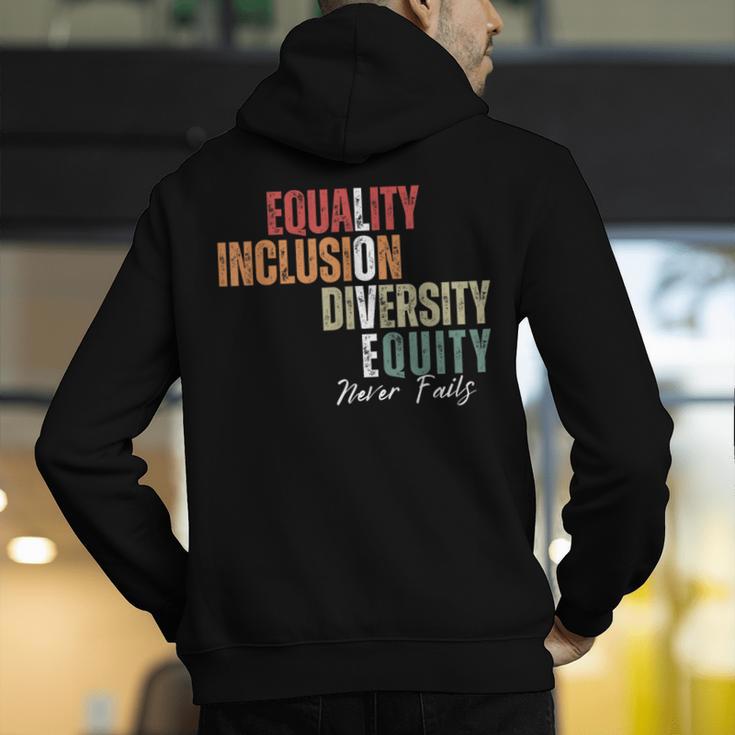 Equality Inclusion Diversity Equity Love Never Fails Teacher Men's Hoodie Back Print, funny gift Equality Inclusion Diversity Equity Love Never Fails Teacher Men's Hoodie Back Print, funny gift