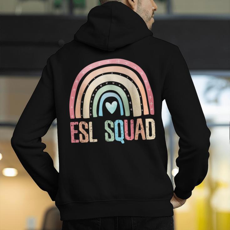 ESL Squad Teacher Crew Team Back To School English Rainbow Men's Hoodie Back Print, Esl Teacher Hoodies, English Teacher Hoodies, funny gift