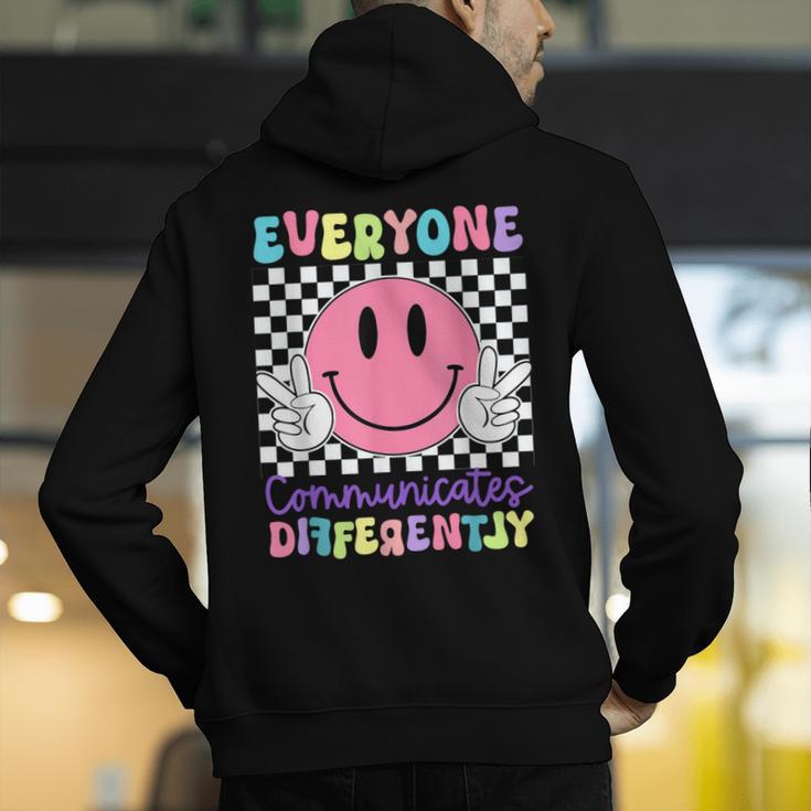 Everyone Communicates Differently Autism Awareness Teacher Men's Hoodie Back Print, funny gift Everyone Communicates Differently Autism Awareness Teacher Men's Hoodie Back Print, funny gift