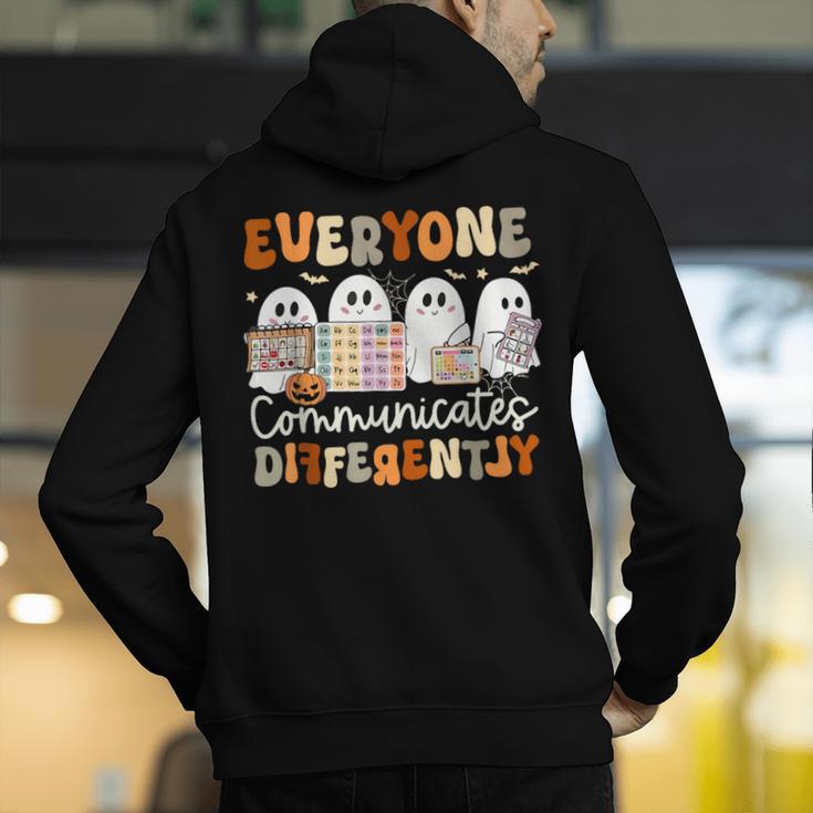 Everyone Communicates Differently Halloween Sped Teacher Men's Hoodie Back Print, funny gift Everyone Communicates Differently Halloween Sped Teacher Men's Hoodie Back Print, funny gift
