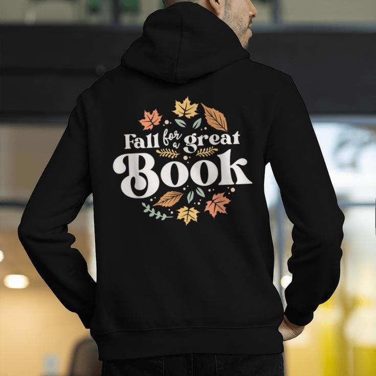 Fall For A Great Book Reading Librarian Autumn Teacher Men's Hoodie Back Print, funny gift