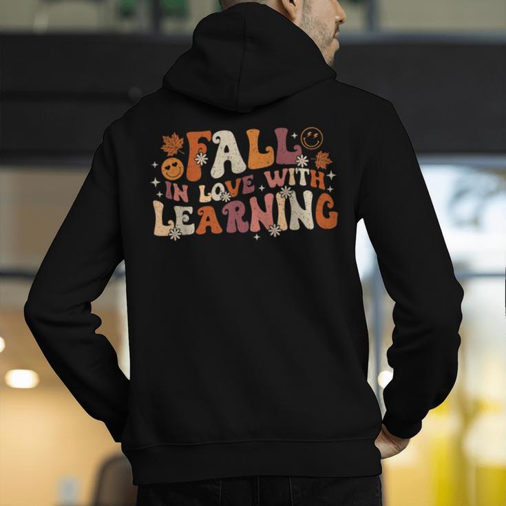 Fall In Love With Learning Autum Thanksgiving Teacher Kids Men's Hoodie Back Print, funny gift