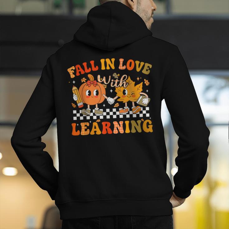 Fall In Love With Learning Autumn Pumpkin Fall Teacher Kids Men's Hoodie Back Print, funny gift Fall In Love With Learning Autumn Pumpkin Fall Teacher Kids Men's Hoodie Back Print, funny gift