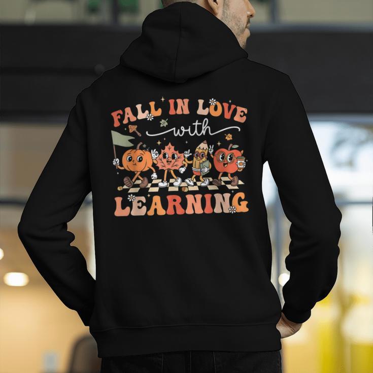 Fall In Love With Learning Autumn Teacher Thanksgiving Men's Hoodie Back Print, funny gift Fall In Love With Learning Autumn Teacher Thanksgiving Men's Hoodie Back Print, funny gift