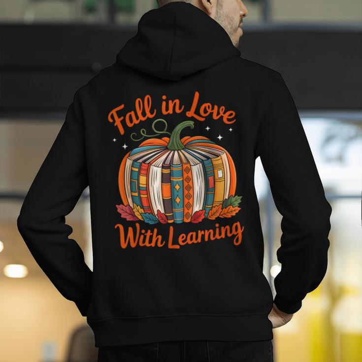 Fall In Love With Learning Book Lover Autumn Pumpkin Teacher Men's Hoodie Back Print, funny gift Fall In Love With Learning Book Lover Autumn Pumpkin Teacher Men's Hoodie Back Print, funny gift