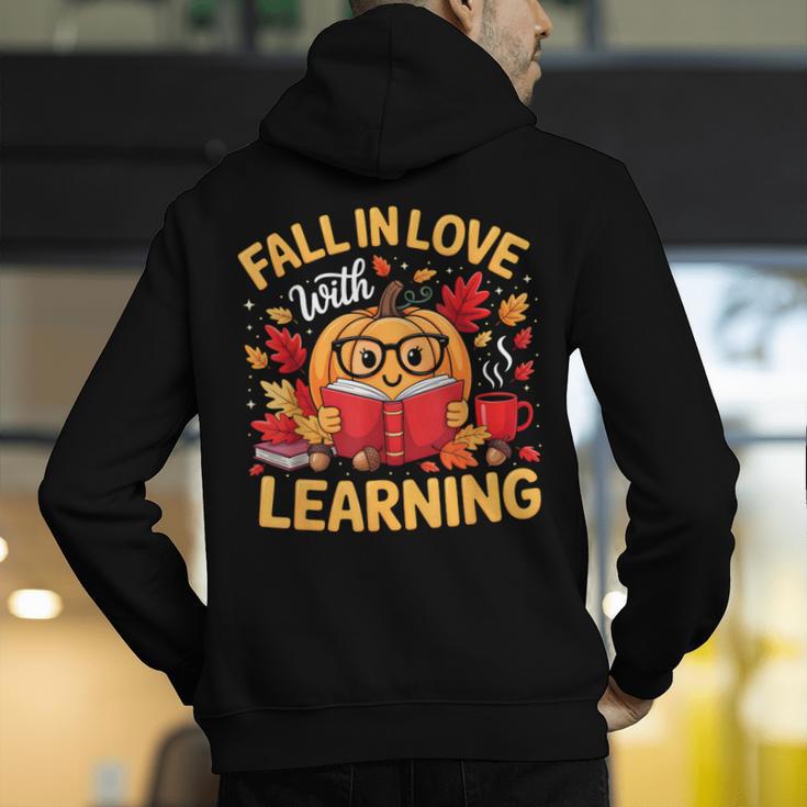 Fall In Love With Learning Pumpkin Thanksgiving Teacher Fall Men's Hoodie Back Print, funny gift Fall In Love With Learning Pumpkin Thanksgiving Teacher Fall Men's Hoodie Back Print, funny gift