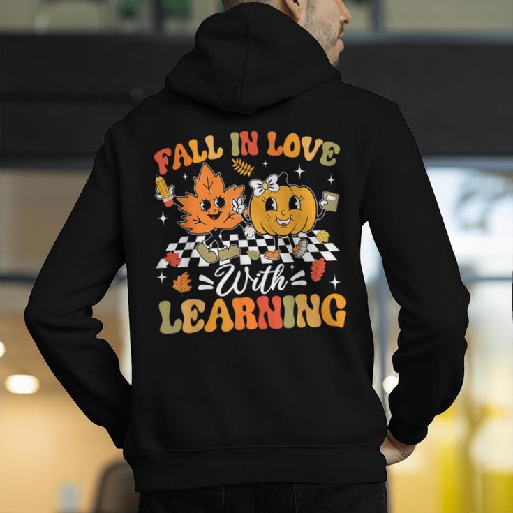 Fall In Love With Learning Fall Teacher Thanksgiving Retro Men's Hoodie Back Print, funny gift Fall In Love With Learning Fall Teacher Thanksgiving Retro Men's Hoodie Back Print, funny gift