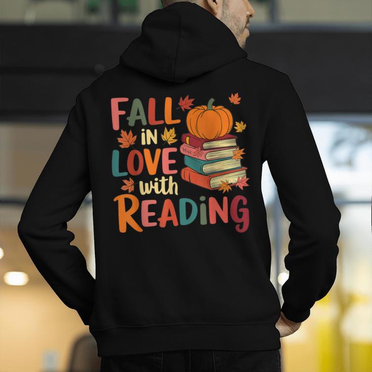 Fall In Love With Reading Autumn Thanksgiving Shirt Teacher Men's Hoodie Back Print, funny gift