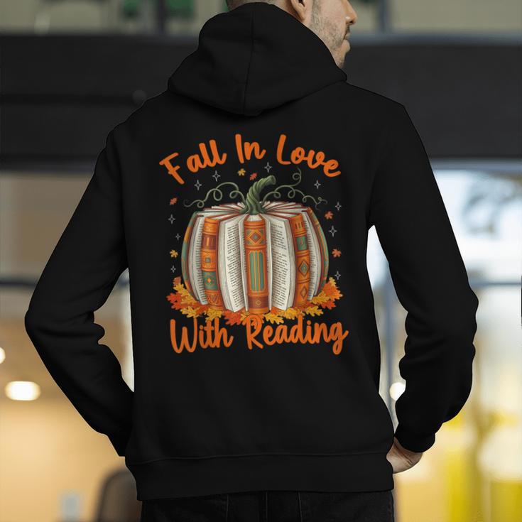 Fall In Love With Reading Pumpkin Autumn Librarians Teacher Men's Hoodie Back Print, funny gift Fall In Love With Reading Pumpkin Autumn Librarians Teacher Men's Hoodie Back Print, funny gift