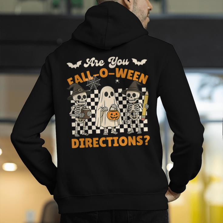 Are You Fall o Ween Directions Halloween Skeleton Teacher Men's Hoodie Back Print, funny gift