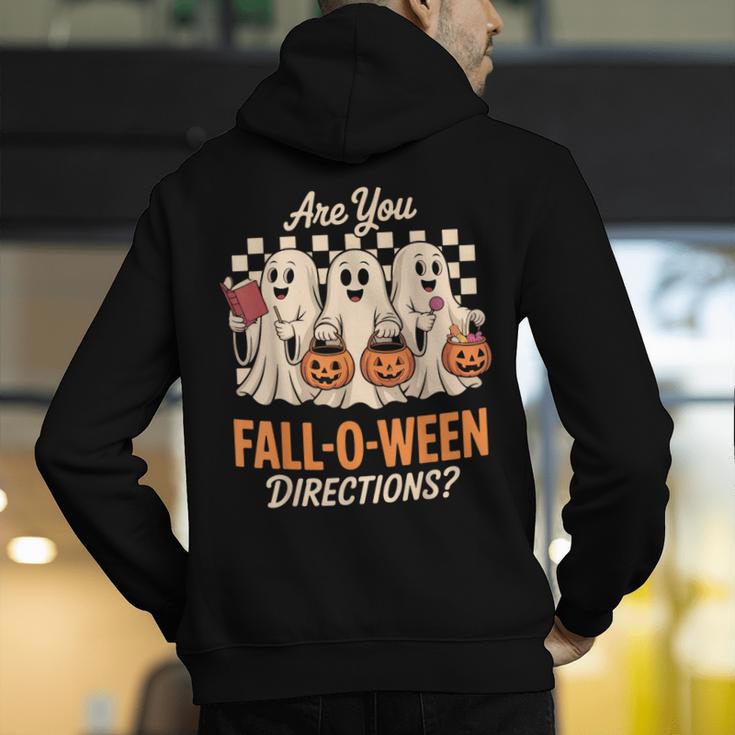 Are You Fall O Ween Directions Teacher Halloween Boo Ghost Men's Hoodie Back Print, funny gift