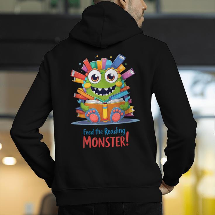 Feed The Reading Monster Halloween Teacher Men's Hoodie Back Print, funny gift Feed The Reading Monster Halloween Teacher Men's Hoodie Back Print, funny gift