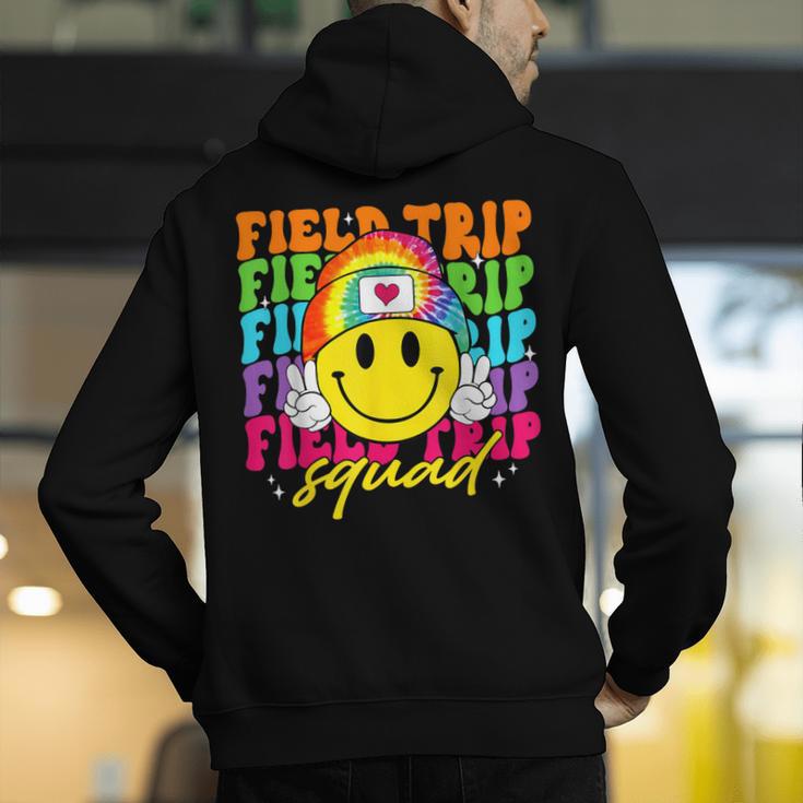 Field Trip Squad Groovy Field Day Smile Face Teacher Tie Dye Men's Hoodie Back Print, Groovy Teacher Hoodies, funny gift Field Trip Squad Groovy Field Day Smile Face Teacher Tie Dye Men's Hoodie Back Print, Groovy Teacher Hoodies, funny gift