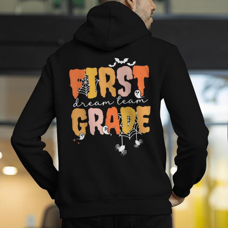 First Grade Dream Retro Team Fall Halloween Spooky Teachers Men's Hoodie Back Print, First Grade Teacher Hoodies, funny gift First Grade Dream Retro Team Fall Halloween Spooky Teachers Men's Hoodie Back Print, First Grade Teacher Hoodies, funny gift