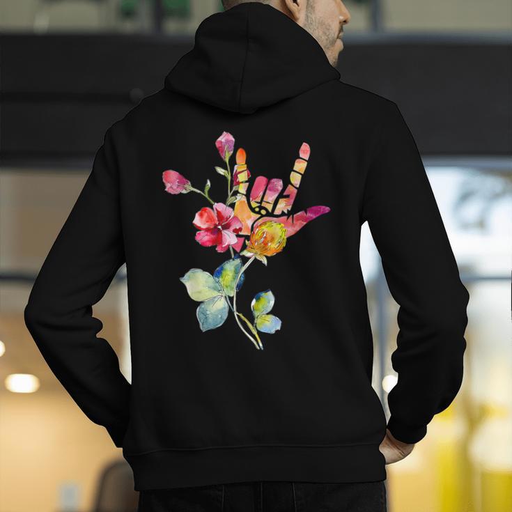 Flower American Sign Language ASL Teacher Teaching Deaf Men's Hoodie Back Print, funny gift Flower American Sign Language ASL Teacher Teaching Deaf Men's Hoodie Back Print, funny gift