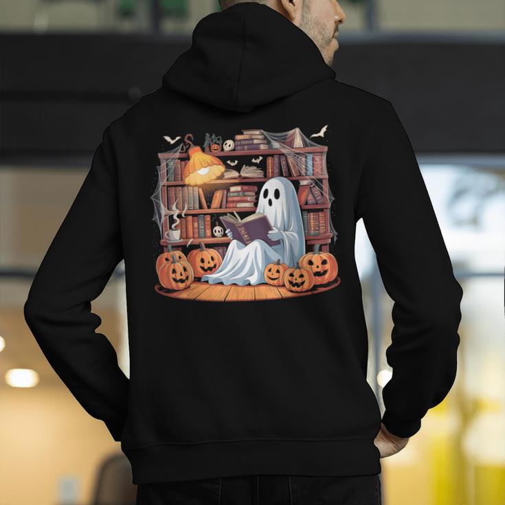 Ghost Book Reading Halloween Books Lover Teacher Men's Hoodie Back Print, funny gift Ghost Book Reading Halloween Books Lover Teacher Men's Hoodie Back Print, funny gift