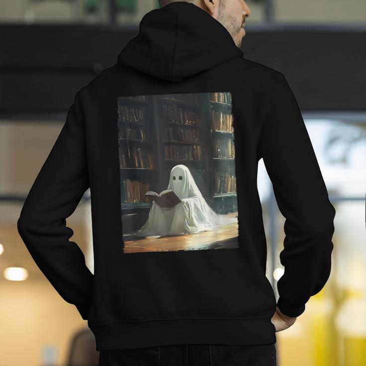 Ghost Library Halloween Book Reading Books Lover Teacher Men's Hoodie Back Print, funny gift Ghost Library Halloween Book Reading Books Lover Teacher Men's Hoodie Back Print, funny gift