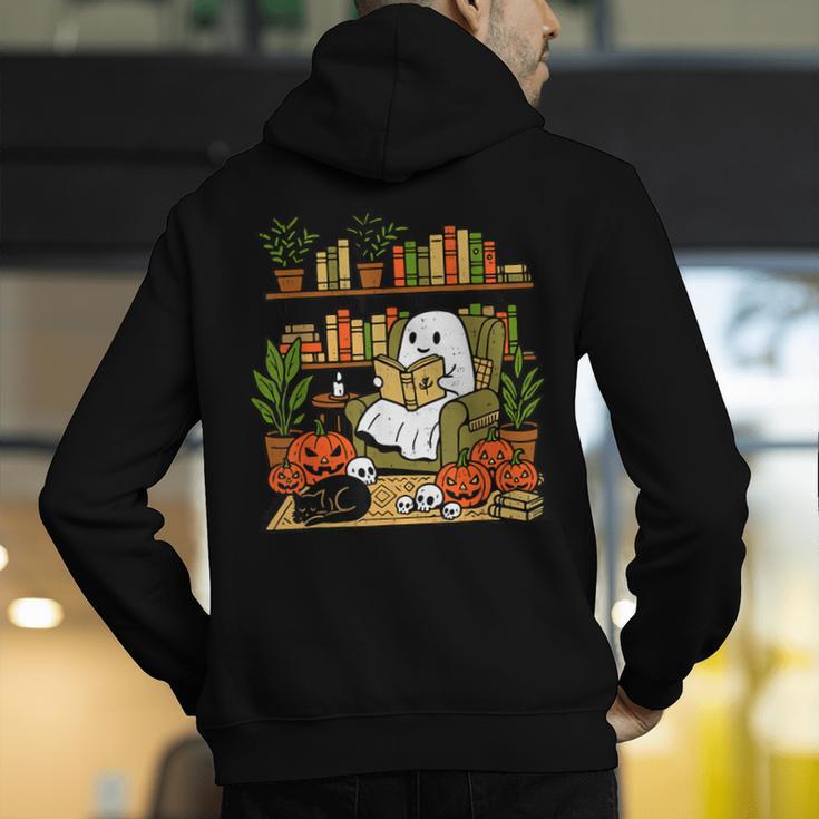 Ghost Library Reading Books Halloween Librarian Teacher Men's Hoodie Back Print, funny gift