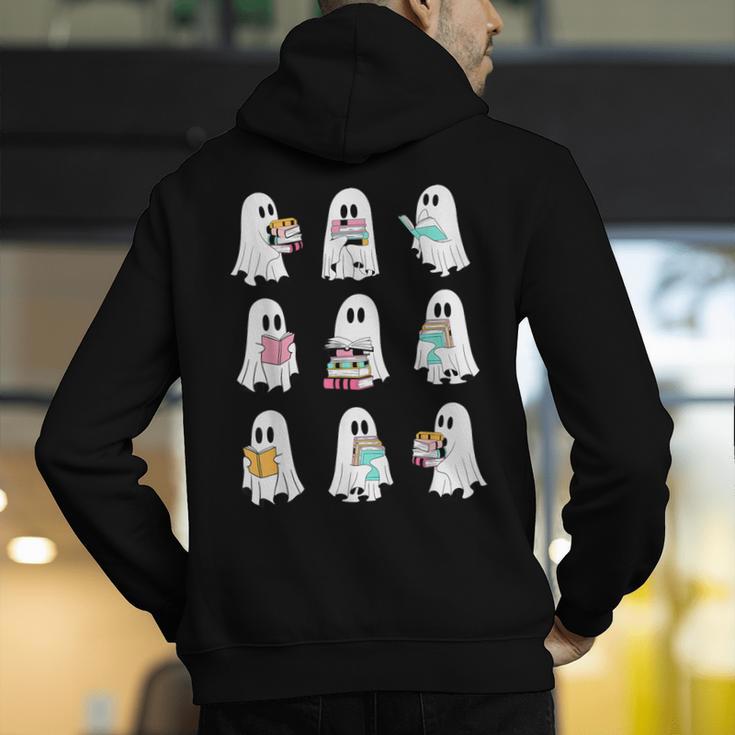 Ghost Reading Books Spooky Librarian Teacher Women Men's Hoodie Back Print, funny gift Ghost Reading Books Spooky Librarian Teacher Women Men's Hoodie Back Print, funny gift