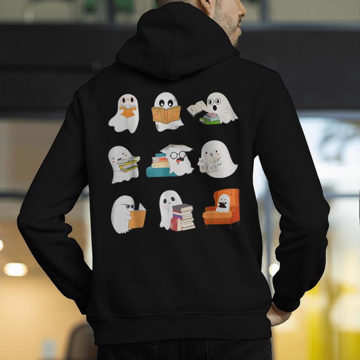 Ghost Reading Teacher Halloween Librarian Book Lover School Men's Hoodie Back Print, funny gift Ghost Reading Teacher Halloween Librarian Book Lover School Men's Hoodie Back Print, funny gift