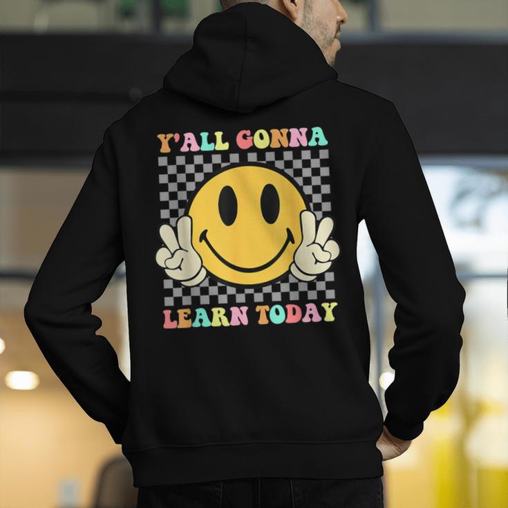You All Gonna Learn Today Shirt Retro Groovy Teacher Life Men's Hoodie Back Print, Groovy Teacher Hoodies, funny gift