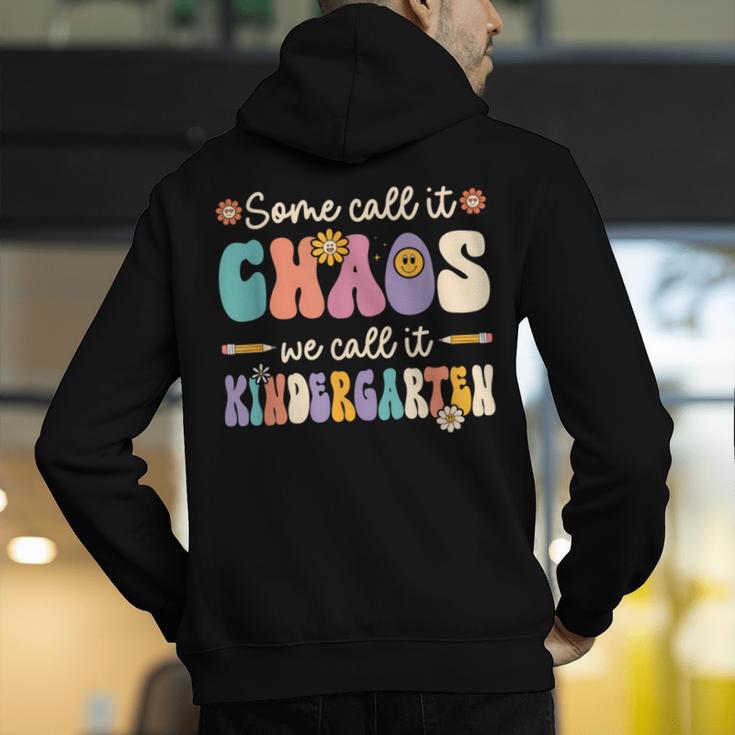 Groovy Some Call It Chaos We Call It Kindergarten Teacher Men's Hoodie Back Print, Groovy Teacher Hoodies, funny gift Groovy Some Call It Chaos We Call It Kindergarten Teacher Men's Hoodie Back Print, Groovy Teacher Hoodies, funny gift