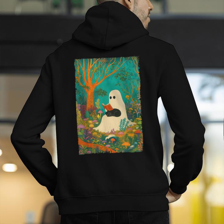 Groovy Ghost Reading Book Cat Halloween Ghost Teacher Men's Hoodie Back Print, Groovy Teacher Hoodies, funny gift Groovy Ghost Reading Book Cat Halloween Ghost Teacher Men's Hoodie Back Print, Groovy Teacher Hoodies, funny gift