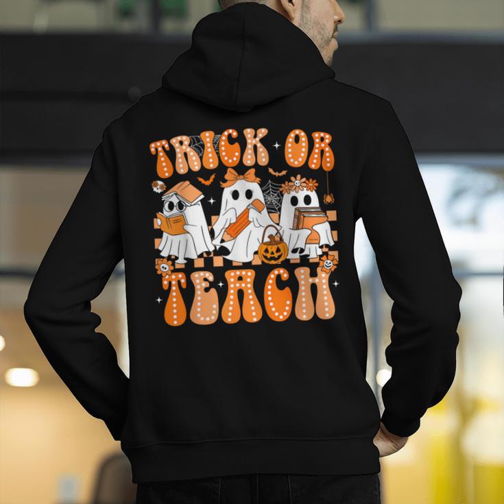 Groovy Teacher Halloween Trick Or Teach Ghost Men Women Kids Men's Hoodie Back Print, Groovy Teacher Hoodies, funny gift