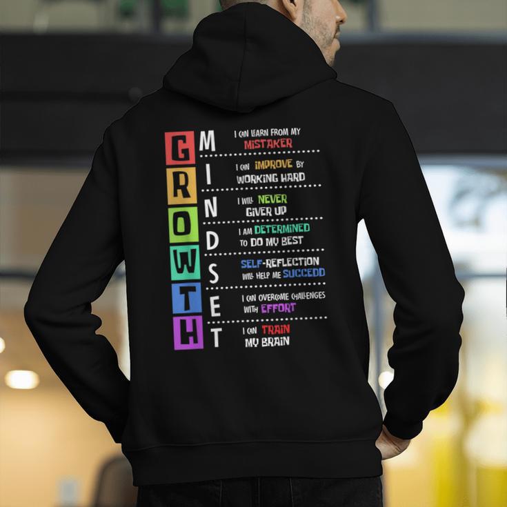 Growth Mindset Positive Motivational Classroom Teacher Learn Men's Hoodie Back Print, funny gift
