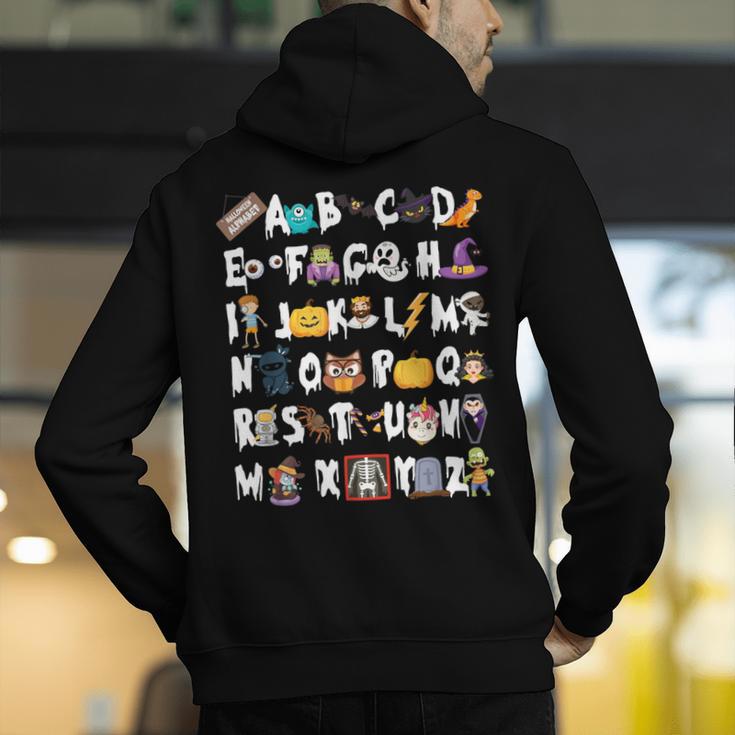Halloween Alphabet ABCs Learning Kindergarten Teacher Men Women Kids Men's Hoodie Back Print, funny gift Halloween Alphabet ABCs Learning Kindergarten Teacher Men Women Kids Men's Hoodie Back Print, funny gift