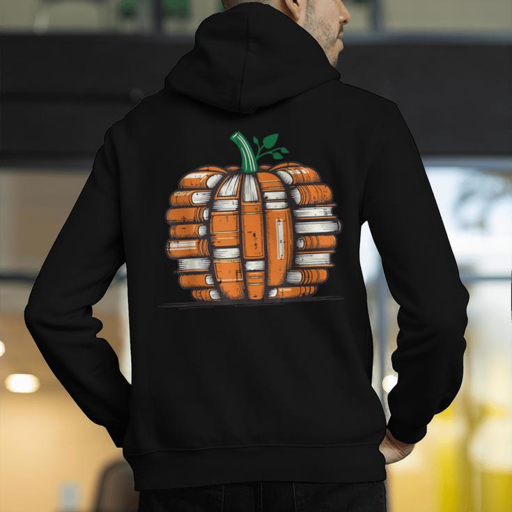 Halloween Books Pumpkin Reading Teacher Fall Men Women Men's Hoodie Back Print, funny gift