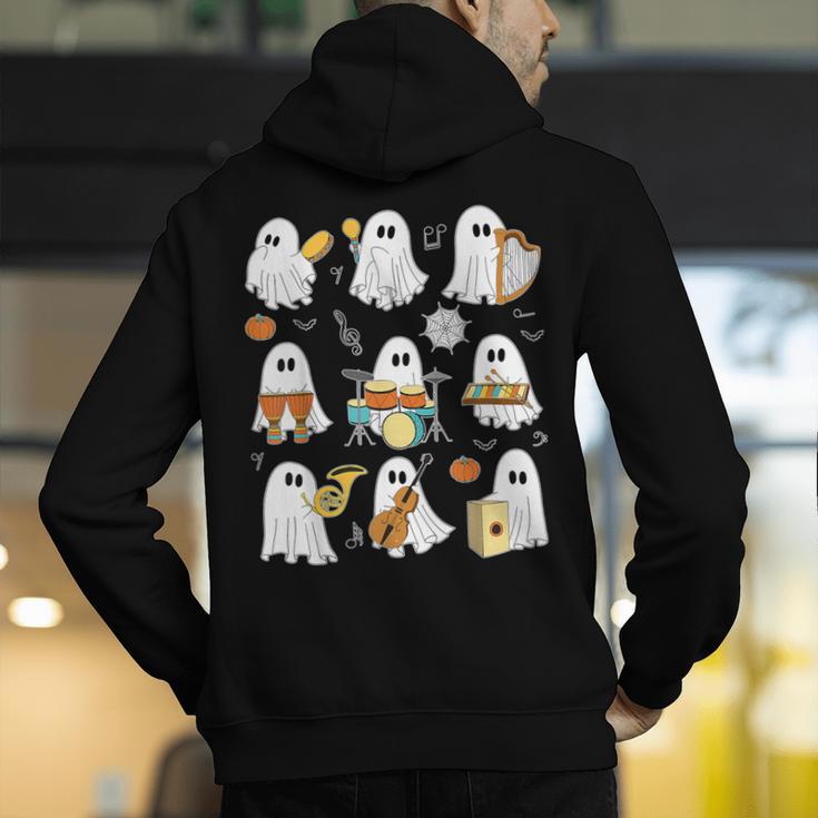 Halloween Ghost Music Teacher Playing Instruments Men's Hoodie Back Print, funny gift Halloween Ghost Music Teacher Playing Instruments Men's Hoodie Back Print, funny gift