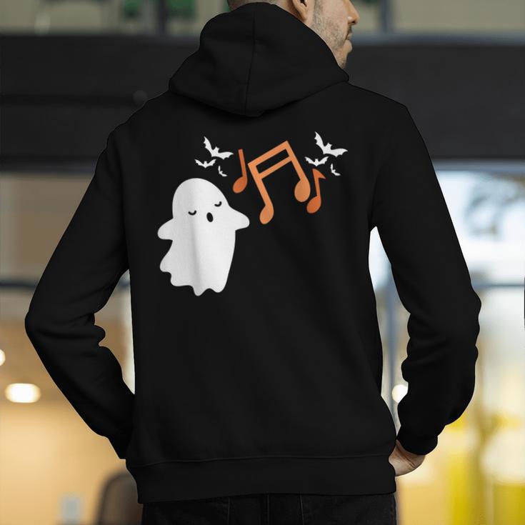 Halloween Music Note Ghost Teacher Fall Musical Instrument Men's Hoodie Back Print, funny gift