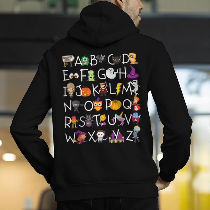 Halloween Nursery Teacher Shirt Halloween Alphabet Men's Hoodie Back Print, funny gift