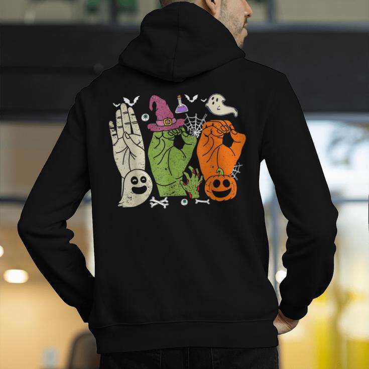 Halloween SPED Teacher Boo In ASL Boo Hands Sign Language Men's Hoodie Back Print, funny gift Halloween SPED Teacher Boo In ASL Boo Hands Sign Language Men's Hoodie Back Print, funny gift