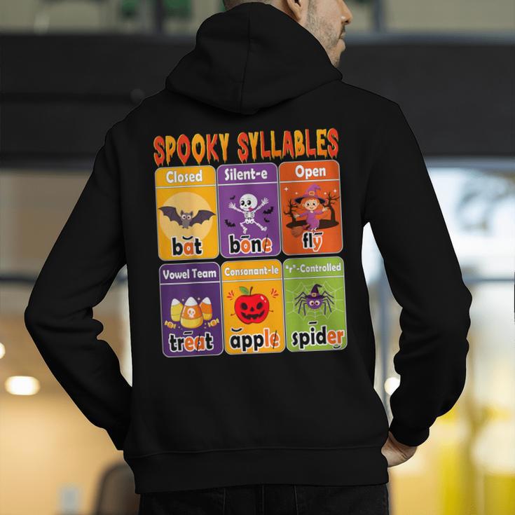Halloween Spooky Syllable Types Teacher Educational Men's Hoodie Back Print, funny gift