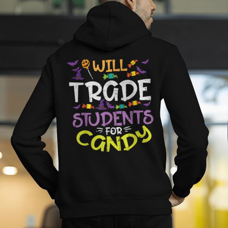 Halloween Teacher Will Trade Students For Candy Women Men Men's Hoodie Back Print, funny gift