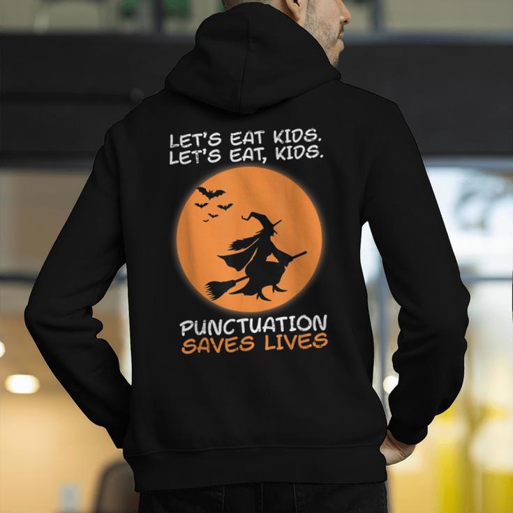 Halloween Teacher Witch Lets Eat Kids Punctuation Men's Hoodie Back Print, funny gift Halloween Teacher Witch Lets Eat Kids Punctuation Men's Hoodie Back Print, funny gift