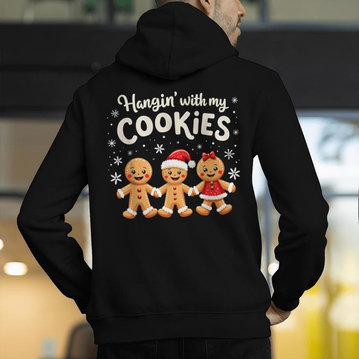 Hangin With My Cookies Gingerbread Christmas Teacher Men's Hoodie Back Print, funny gift