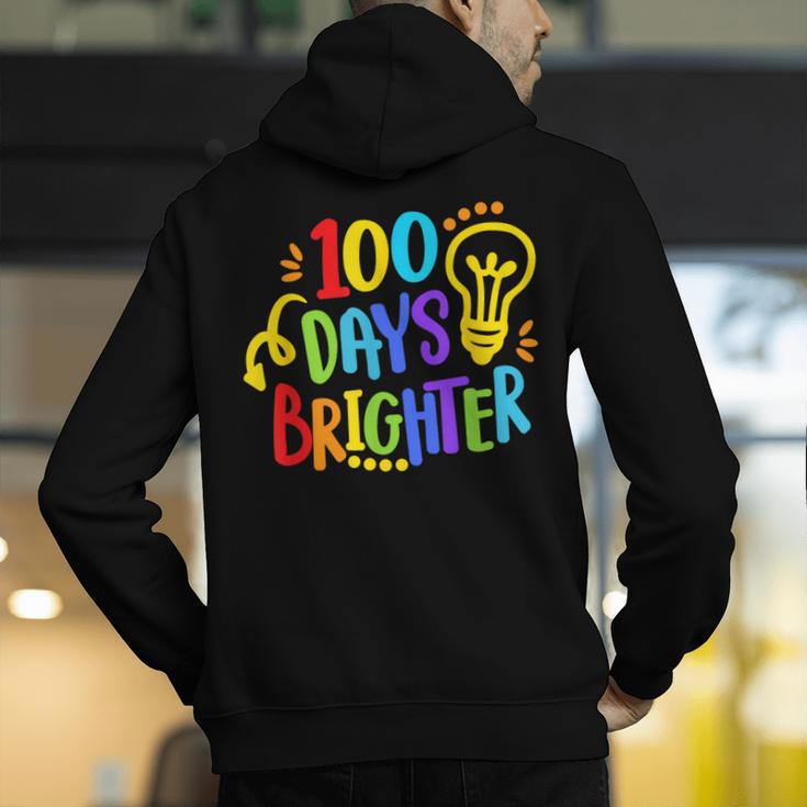 Happy 100th Day Of School 100 Days Brighter Girls Teacher Men's Hoodie Back Print, funny gift
