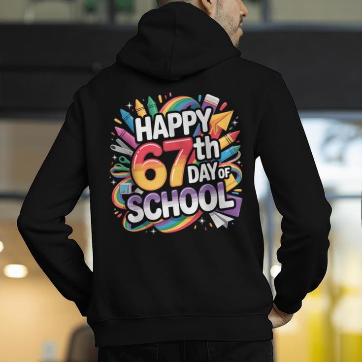 Happy 67 Days Of School Meme 100 Day Of School Teacher 6 7 Men's Hoodie Back Print, funny gift