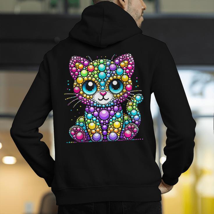 Happy Dot Day Colorful Polka Dot Cat Kitten Teachers Kids Men's Hoodie Back Print, funny gift