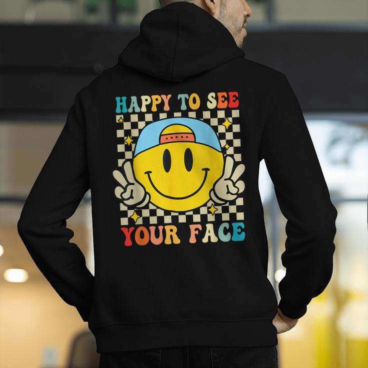 Happy To See Your Face Hippie Smile Back To School Teachers Men's Hoodie Back Print, funny gift Happy To See Your Face Hippie Smile Back To School Teachers Men's Hoodie Back Print, funny gift