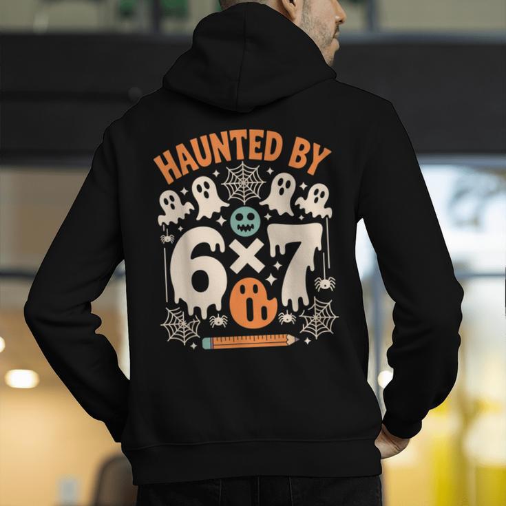 Haunted By 6x7 Math Teacher Halloween Pun Men's Hoodie Back Print, funny gift Haunted By 6x7 Math Teacher Halloween Pun Men's Hoodie Back Print, funny gift
