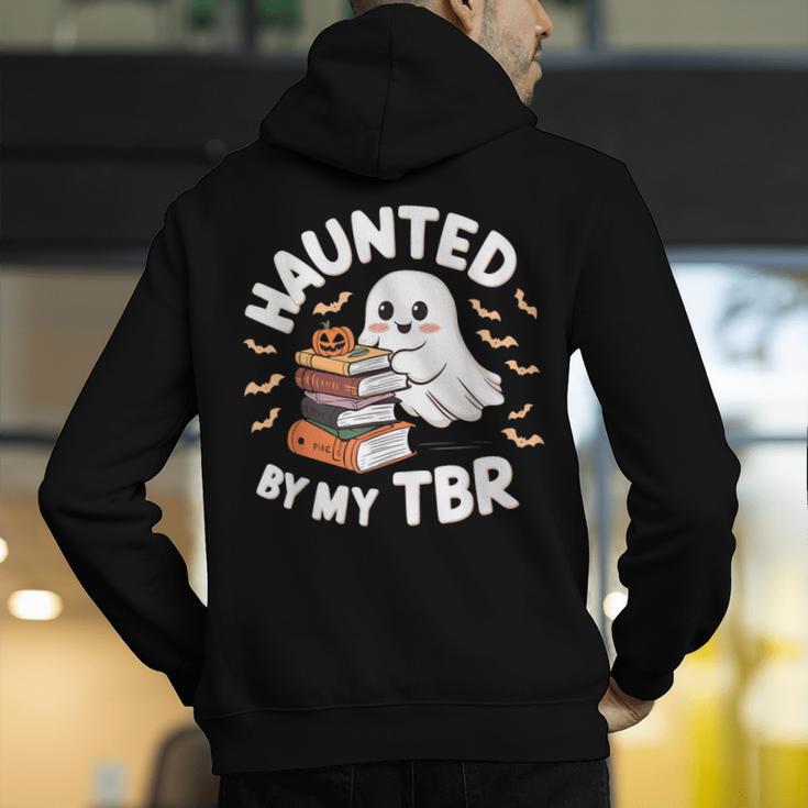Haunted By My TBR Cute Ghost Book Reading Teacher Halloween Men's Hoodie Back Print, funny gift