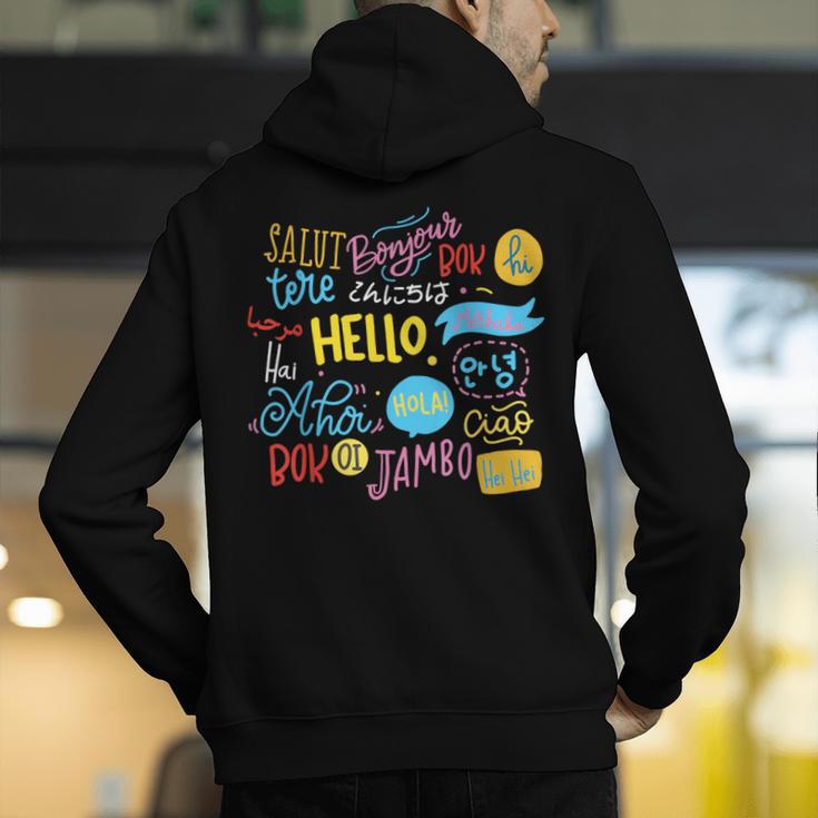 Hello Word In Different Languages Travel And Teacher Lover Men's Hoodie Back Print, funny gift Hello Word In Different Languages Travel And Teacher Lover Men's Hoodie Back Print, funny gift