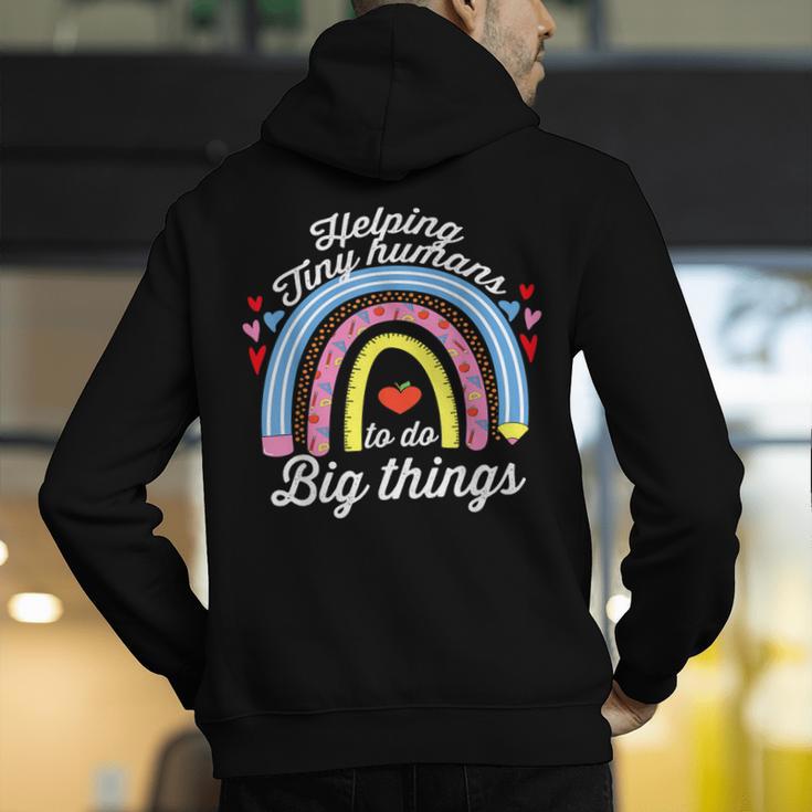 Helping Tiny Humans To Do Big Things Teacher Women Men's Hoodie Back Print, funny gift Helping Tiny Humans To Do Big Things Teacher Women Men's Hoodie Back Print, funny gift